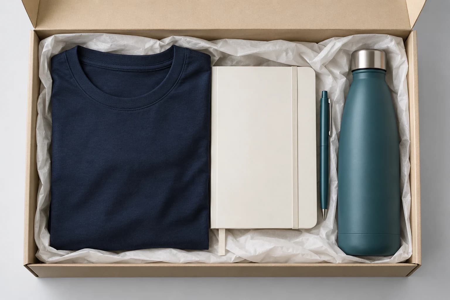 Illustrative employee welcome kits program scene